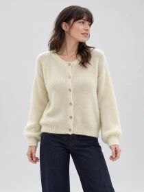 Gilet alpaga 6 boutons Ecru