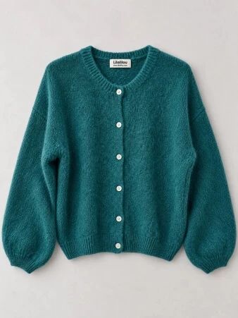 Gilet alpaga 6 boutons emeraude