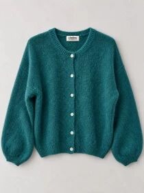 Gilet alpaga 6 boutons emeraude