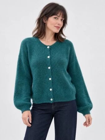 Gilet alpaga 6 boutons emeraude