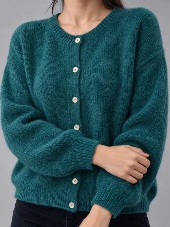 Gilet alpaga 6 boutons emeraude