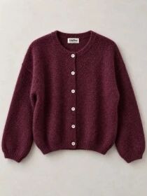 Gilet alpaga 6 boutons lie de vin