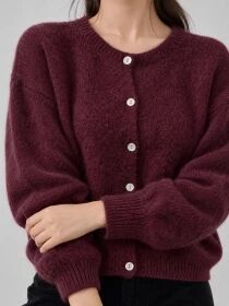 Gilet alpaga 6 boutons lie de vin