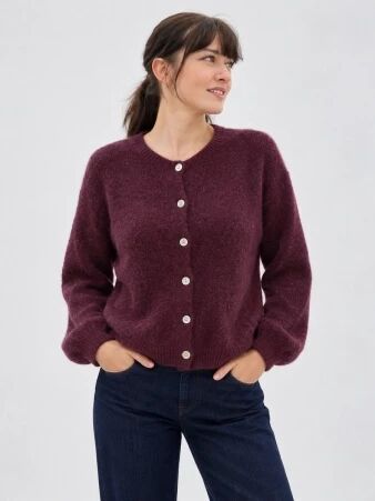 Gilet alpaga 6 boutons lie de vin