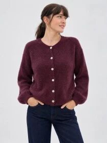 Gilet alpaga 6 boutons lie de vin