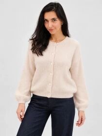 Gilet alpaga 6 boutons lin de champagne