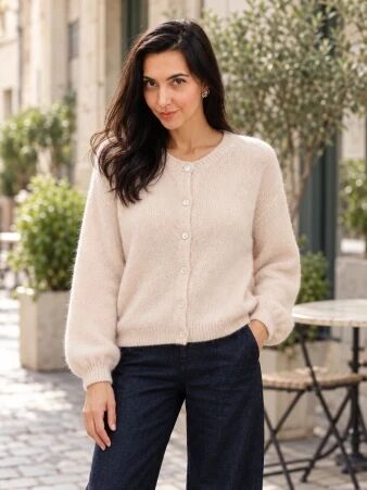 Gilet alpaga 6 boutons lin de champagne