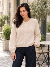 Gilet alpaga 6 boutons lin de champagne