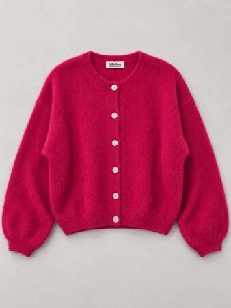 Gilet alpaga 6 boutons magenta
