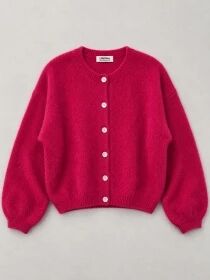 Gilet alpaga 6 boutons magenta