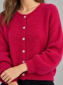 Gilet alpaga 6 boutons magenta