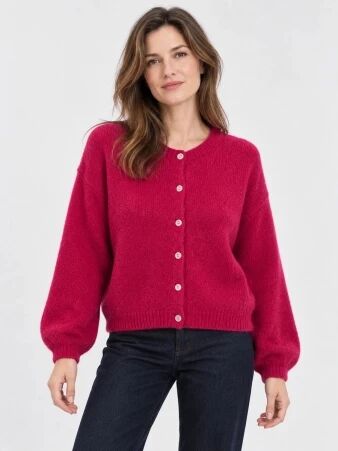 Gilet alpaga 6 boutons magenta