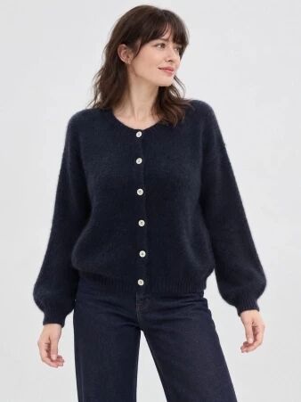 Gilet alpaga 6 boutons Marine
