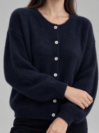 Gilet alpaga 6 boutons Marine