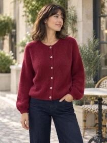 Gilet alpaga 6 boutons new bordeaux