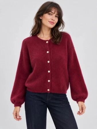 Gilet alpaga 6 boutons new bordeaux