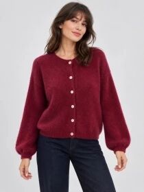 Gilet alpaga 6 boutons new bordeaux