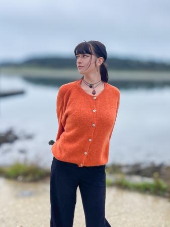 Gilet aplaga 6 boutons terracotta