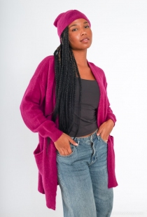 Gilet long alpaga Mauve