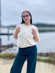 Gilet manches courtes alpaga Ecru