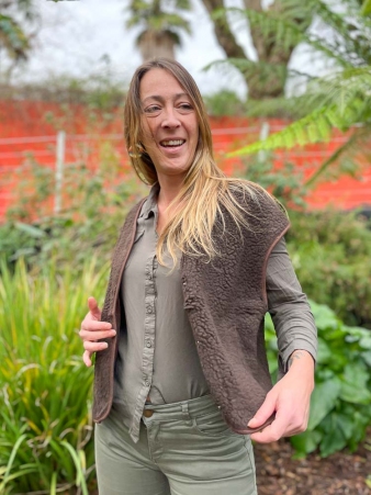 Gilet sherpa sans manche marron