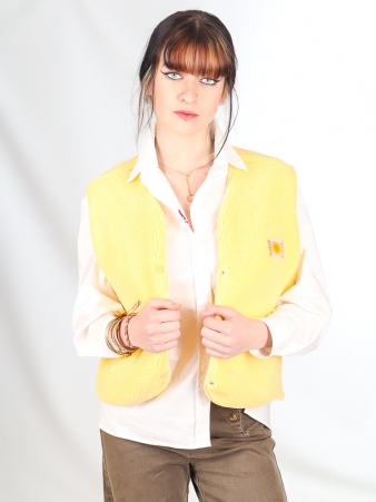 Gilet Sherpa sans manches jaune