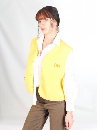Gilet Sherpa sans manches jaune
