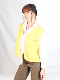 Gilet Sherpa sans manches jaune