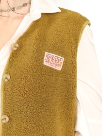 Gilet Sherpa sans manches olive