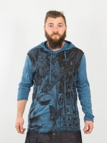 Hoodie Butterfly Bouddha Petrol