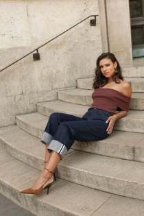 Jeans Loane a revers denim stone