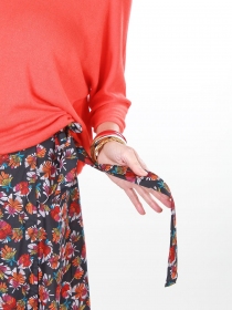 Jupe portefeuille midi Phoenix rose