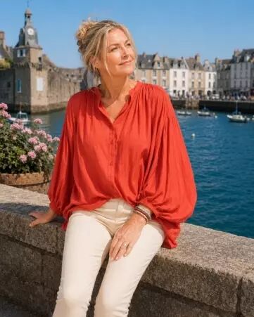 Maxi Blouse Voile Rouge indien