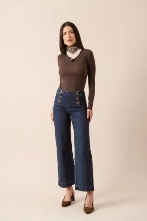 Pantalon � pont victoire jean brut