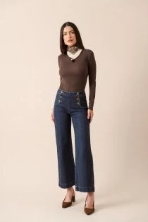 Pantalon &agrave; pont victoire jean brut