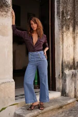 Pantalon � pont Victorine denim