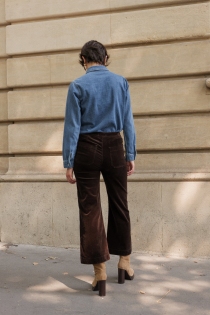 Pantalon à pont Victorine Velours chocolat
