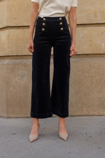 Pantalon à pont Victorine Velours marine