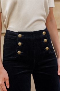 Pantalon à pont Victorine Velours marine