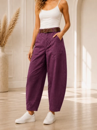 Pantalon barrel Aubergine