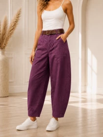 Pantalon barrel Aubergine