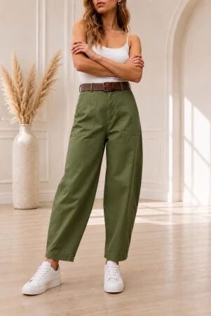 Pantalon barrel Kaki