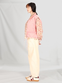 pantalon barrel Velours Epais Ecru