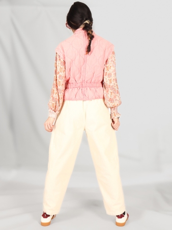 pantalon barrel Velours Epais Ecru