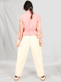 pantalon barrel Velours Epais Ecru