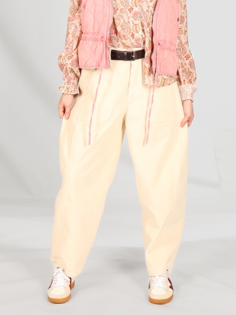 pantalon barrel Velours Epais Ecru
