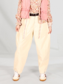 pantalon barrel Velours Epais Ecru