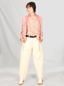 pantalon barrel Velours Epais Ecru