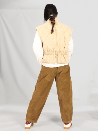 pantalon barrel Velours Epais Kaki