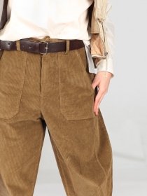 pantalon barrel Velours Epais Kaki